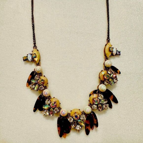 J. Crew vintage style pearl and rhinestone necklace. - Picture 1 of 5